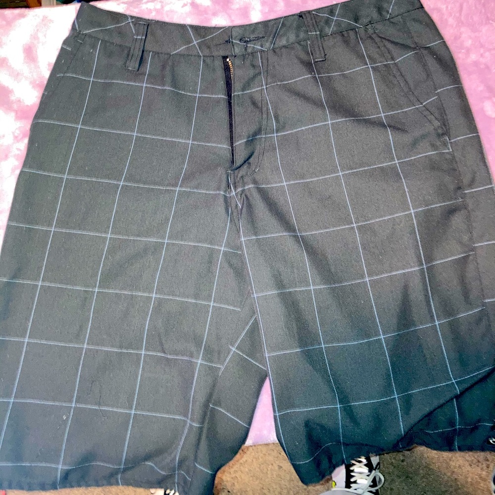 Mens Rip Curl Flat Front Casual Plaid Sh